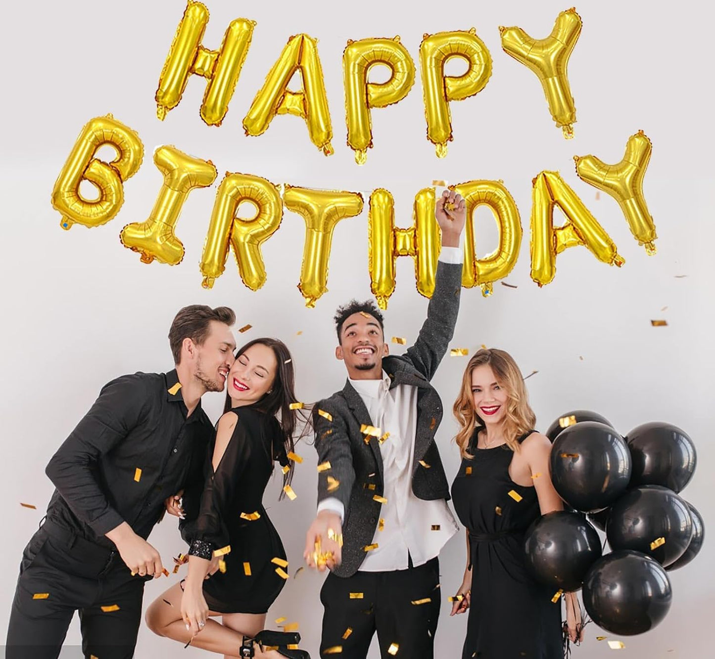 Birthday Party Decoration Shinny Chrome Balloons and Letter Foil Balloons Set of 62 Pcs
