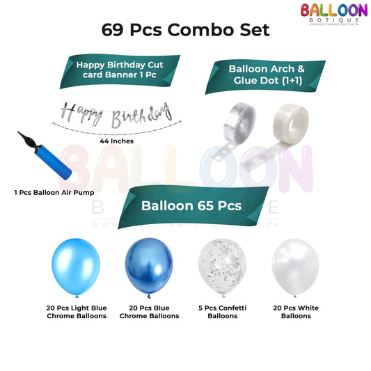 Birthday Decoration kit 69 pieces chrome metallic balloons Theme pack
