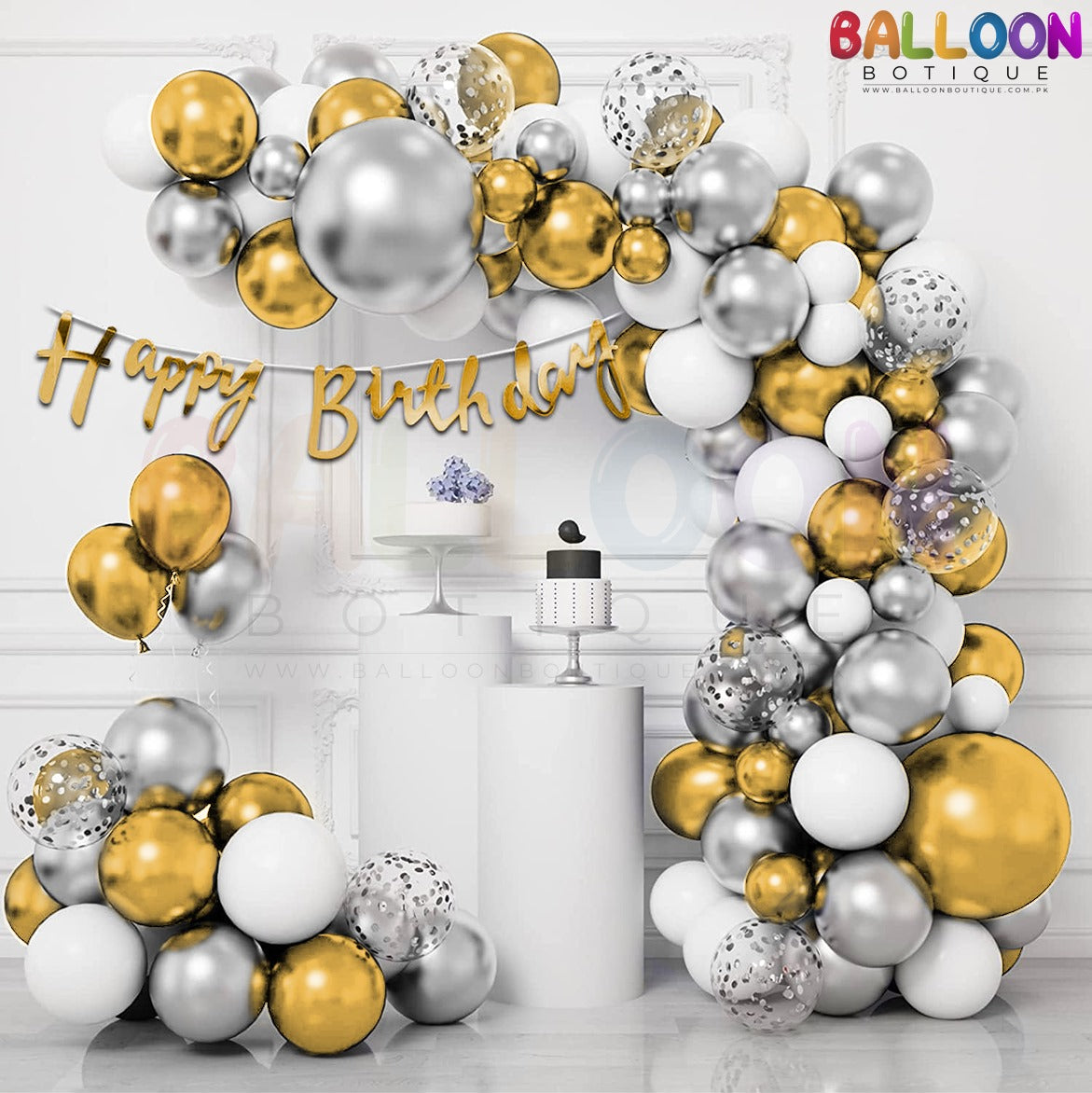 Birthday Decoration kit 69 pieces chrome metallic balloons Theme pack