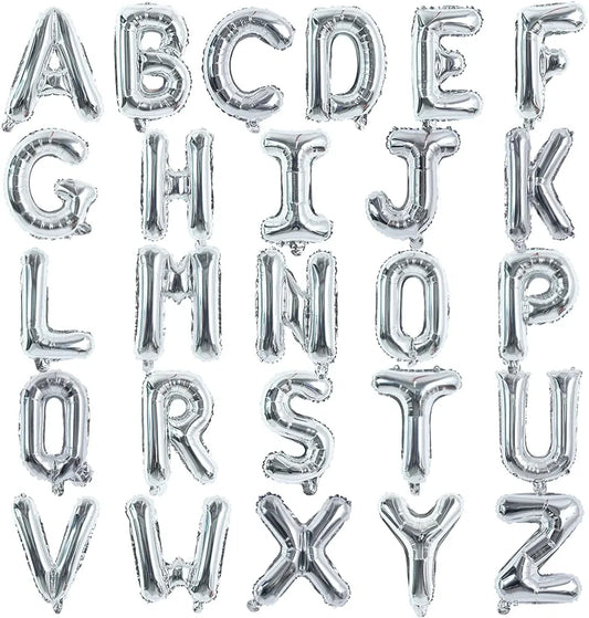 Customized alphabet foil balloons in silver colour
