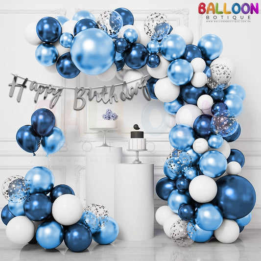 Birthday Decoration kit 69 pieces chrome metallic balloons Theme pack