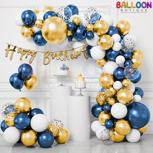 Birthday Decoration kit 69 pieces chrome metallic balloons Theme pack